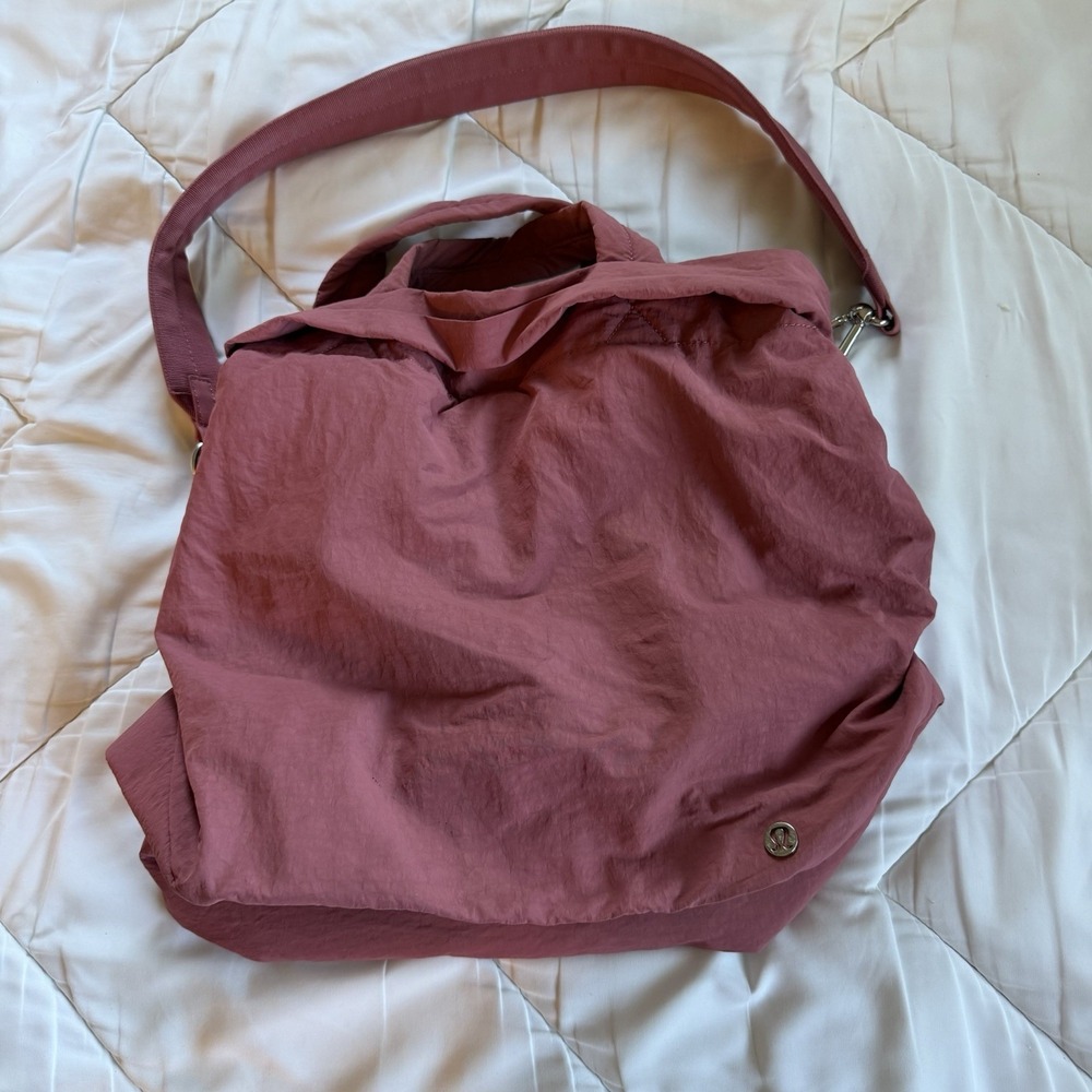 Lululemon Tote Bag Pink Nylon Shoulder Bag Gym Travel Yoga Crossbody Large